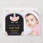 第1回ピンクユニコーン誕生日招待状(写真あり) 招待状 (正面)