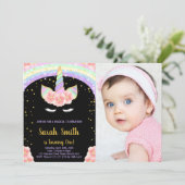 第1回ピンクユニコーン誕生日招待状(写真あり) 招待状 (スタンド正面)