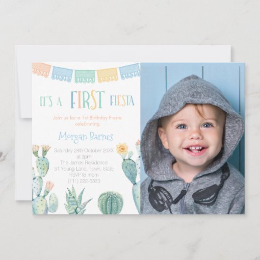 第1回フィエスタメキシコテーマボーイファースト誕生日パーティー 招待状 (正面)