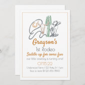 第1回ロデオ、第1回ロデオ誕生日、カウボーイ誕生日、 招待状 (正面/裏面)