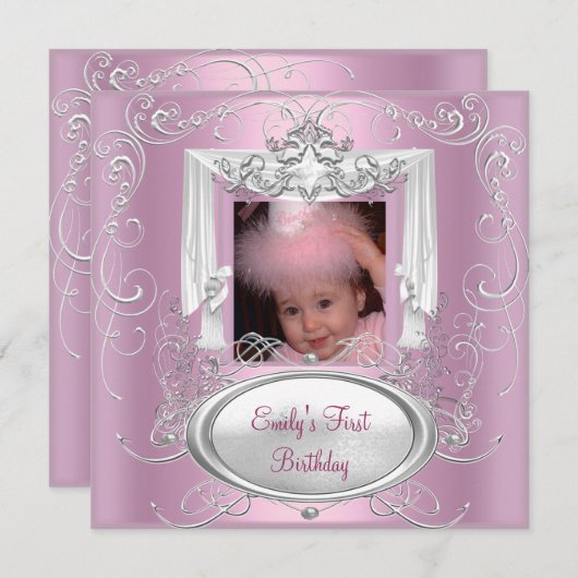 第1回生誕祭パーティーガールピンクシルバースター 招待状 (正面/裏面)