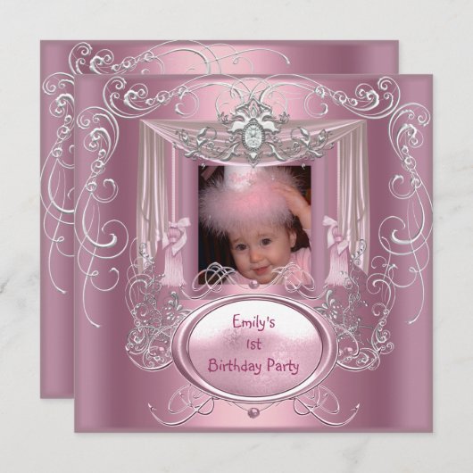 第1回生誕祭パーティーガールピンクシルバースター 招待状 (正面/裏面)