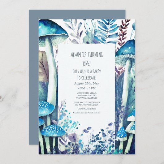 第1回生誕祭パーティーブルーマッシュルームボホーウッズ 招待状 (正面/裏面)