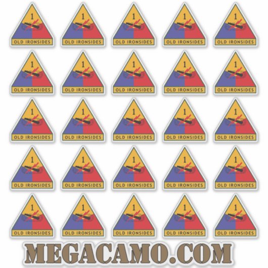 第1回米国装甲師団Old Ironsidesパッチx25 シール (正面)