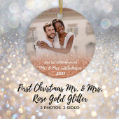 第1回結婚したクリスマスミセスバラ金ゴールドグリッター セラミックオーナメント
