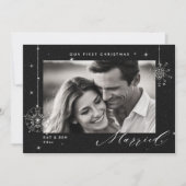 第1回結婚したクリスマス黒の輝きモダン写真 シーズンカード (正面)