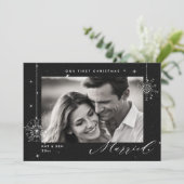 第1回結婚したクリスマス黒の輝きモダン写真 シーズンカード (スタンド正面)