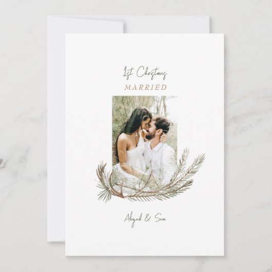 第1回結婚したクリスマス2枚フォトパイン&〔雄ジカの〕枝角ホール シーズンカード (正面)