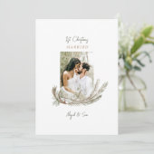 第1回結婚したクリスマス2枚フォトパイン&〔雄ジカの〕枝角ホール シーズンカード (スタンド正面)