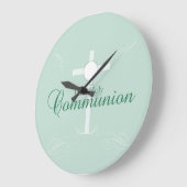 第1回聖なる聖餐式、ソフトグリーンでのスクリプト ラージ壁時計 (傾斜)