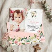 第1回聖バプテスマ宗教赤面ピンク金ゴールド サンキューカード