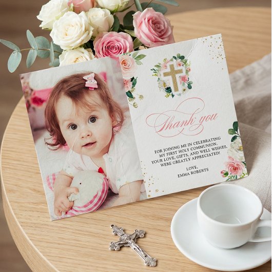 第1回聖バプテスマ宗教赤面ピンク金ゴールド サンキューカード