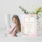 第1回聖体拝領ピンク・グリーナリー写真 サンキューカード (スタンド正面)