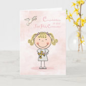 第1回聖体拝領、ブロンド・ガール、おめでとう カード (黄色い花)