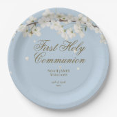 第1回聖餐エレガント会白い花の青 ペーパープレート (正面)