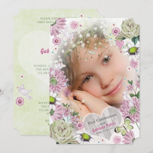 第1回聖餐フローラ |フォト招待状 招待状 (正面/裏面)