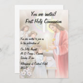 第1回聖餐会，確認女の子の招待 招待状 (正面/裏面)