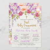 第1回聖餐式招待状紫金ゴールドフローラ 招待状 (正面/裏面)