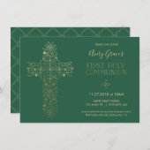 第1回聖餐式招待状、金ゴールドクロス招待状 招待状 (正面/裏面)