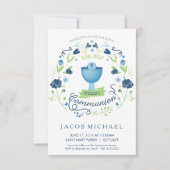 第1回聖餐招待状ボーイズ招待状カード 招待状 (正面)