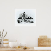 第1回芝刈り機(版木、銅版、版画)（写真はB/W） ポスター (キッチン)