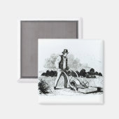 第1回芝刈り機(版木、銅版、版画)(写真はB/W) マグネット (正面/裏面)