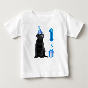 第1回誕生日の子犬テーマ – ブルーボーイカワイドッグポーティ ベビーTシャツ
