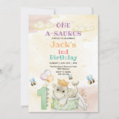 第1回誕生日の恐竜とビー水彩画 招待状 (正面)