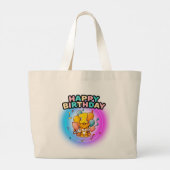 第1回誕生日タイガー子供の誕生日パーティー ラージトートバッグ (裏面)