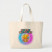 第1回誕生日タイガー子供の誕生日パーティー ラージトートバッグ (正面)
