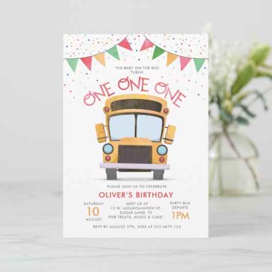 第1回誕生日バスパーティの招待状 招待状 (スタンド正面)