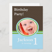 第1回誕生日パーティの招待状 招待状 (正面/裏面)