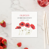 第1回誕生日パーティーポピー赤ちゃん女の子 スタンダードカクテルナプキン (インサイチュ)