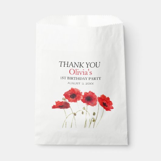 第1回誕生日パーティーポピー赤ちゃん女の子 フェイバーバッグ (正面)