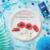 第1回誕生日パーティーポピー赤ちゃん女の子 ペーパープレート (パーティー)