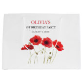 第1回誕生日パーティーポピー赤ちゃん女の子 ラージペーパーバッグ (正面)