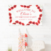 第1回誕生日パーティーポピー赤ちゃん女の子 横断幕 (インサイチュ)