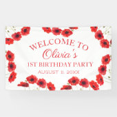 第1回誕生日パーティーポピー赤ちゃん女の子 横断幕 (横)