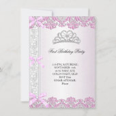 第1回誕生日パーティー女子プリンセスピンク写真 招待状 (裏面)