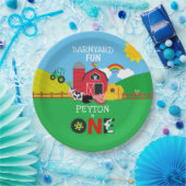 第1回誕生日ファーム·アニマルズ納屋周囲の庭おもしろいキッズ ペーパープレート (パーティー)