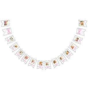 第1回誕生日フォトバタフライ12ヶ月 バンティングフラッグ