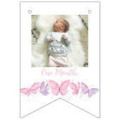 第1回誕生日フォトバタフライ12ヶ月 バンティングフラッグ (第3の旗)