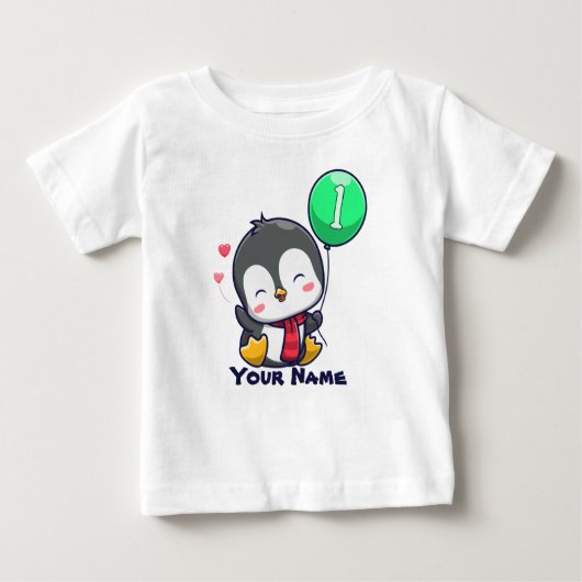 第1回誕生日ペンギン ベビーTシャツ (正面)