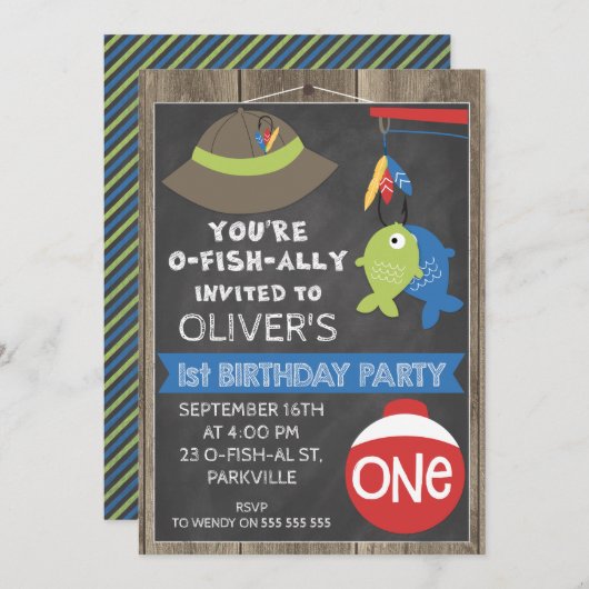 第1回誕生日招待されパーティの招待状 招待状 (正面/裏面)