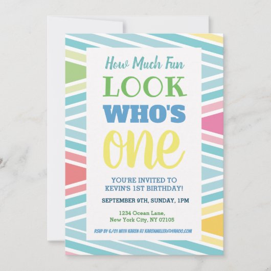 第1回誕生日招待状ことわざ 招待状 (正面)