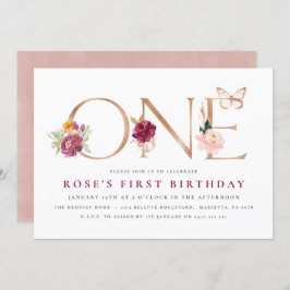 第1回誕生日招待状|サフランバラバタフライ 招待状