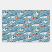 第1回2回目3回目の誕生日ベビーシャーク海シーボーイズ ラッピングペーパーシート (正面3)