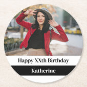 第1回5日10日15日20日30日40歳の誕生日パーティー ラウンドペーパーコースター (正面)