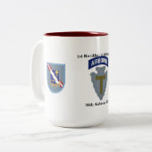 第1大隊の143rd歩兵第36のAbnのBdeのマグ ツートーンマグカップ (正面左)