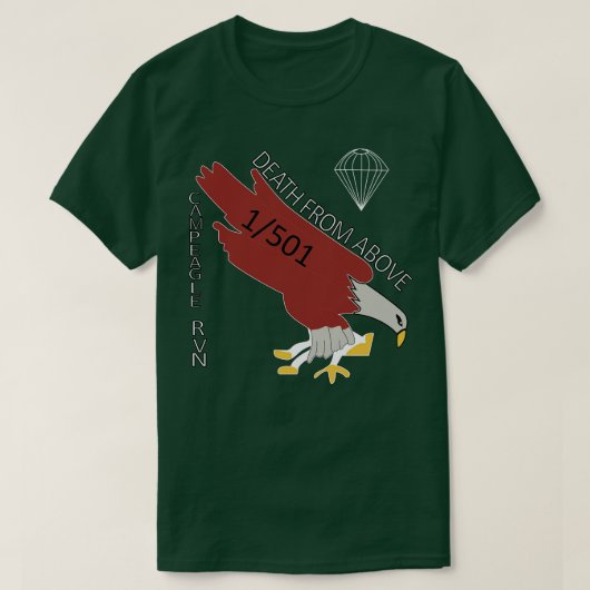 第1大隊501番落下傘歩兵キャンプイーグル Tシャツ (デザイン正面)